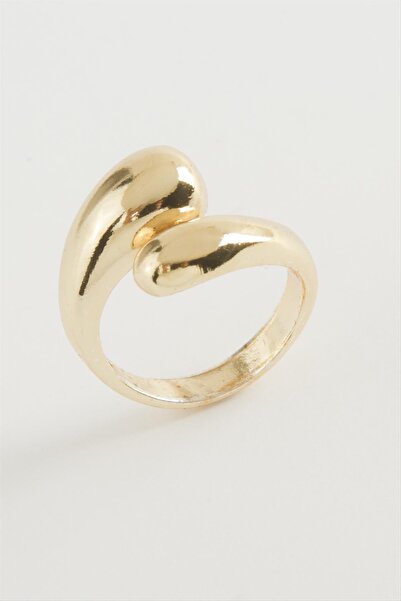 CT STONES حلقة معدنية على شكل قطرة ماء من MSA-SHOP - أصفر