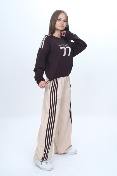 Joui Co Kız Çocuk %100 Pamuklu Oversize Eşofman Takımı-EŞT-4035-372