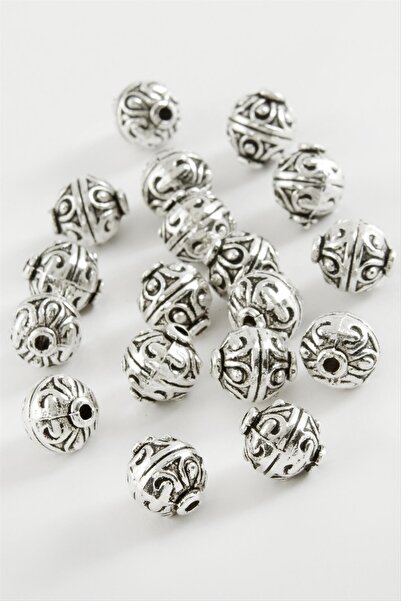 ZERO LAND Mtxdpn 1.2 cm Tile Patterned Prayer Bead Spacer 50 (104318) Gram-Silver Color