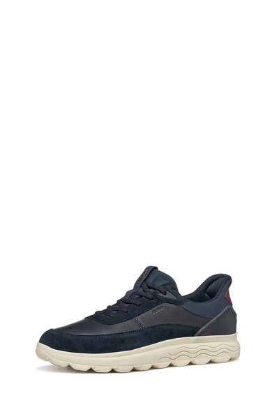 Geox Men's Navy Blue U Spherica Plus a - Nappa+Suede Lace-Up Thick Sole Suede Sneaker U56Mpa08522Cf