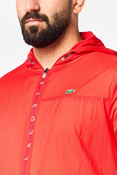 Lacoste Men Brand Logo Windbreaker Jacket, Red