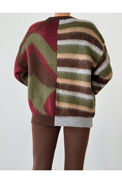 İLKCET MODA Mixed Pattern Crew Neck Women's Sweater