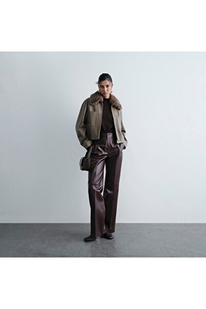 Desa Women's Burgundy Leather Pants