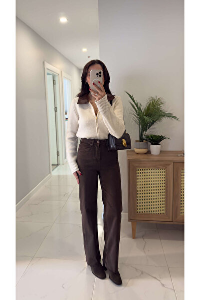 BİRCANÇİL Rewara Σκούρο Καφέ χωρίς στρίφωμα ίσιο τζιν