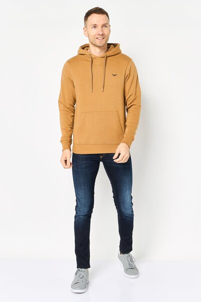 Threadbare Men Hooded Embroidered Logo Long Sleeves Sweatshirt, Camel