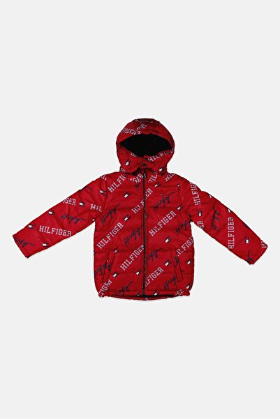 Tommy Hilfiger Kids Boy Allover Print Puffer Jacket, Red Combo