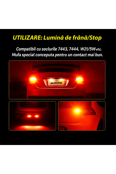 AUXITO Set 2 Auxito® Canbus T20 W21 5W LED bulbs, no error, red brake/stop light