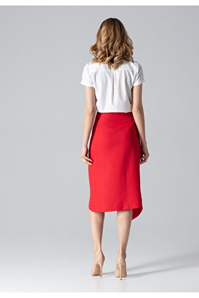 Figl Asymmetrical skirt with knots, red M629, size S