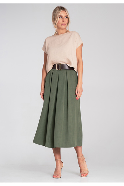 Figl Elegant skirt with pockets - Skirt with belt - Green M1201 size L/XL