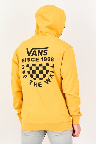 Vans Men Hooded Long Sleeve Brand Logo Hoodie, Mustard