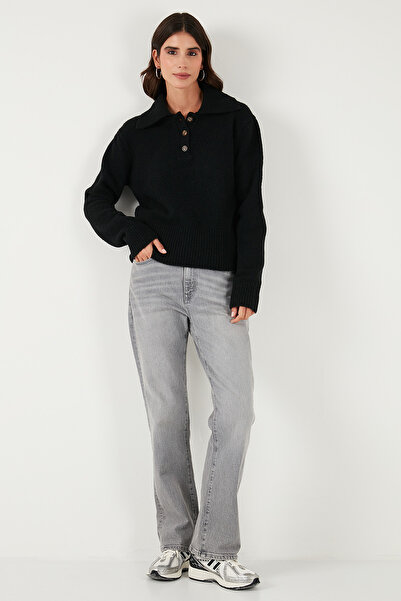 Lela Wool Blend Regular Fit Buttoned Polo Neck Sweater Polo Neck Sweater 4617019