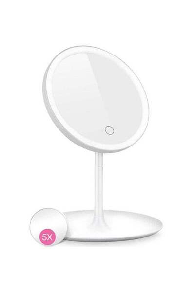 ROCK POW مصباح طاولة مرآة مكياج بيضاء