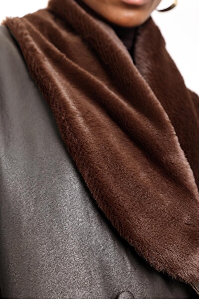 5in1Canpolat Bitter Brown Shawl Collar Leather Coat 99808