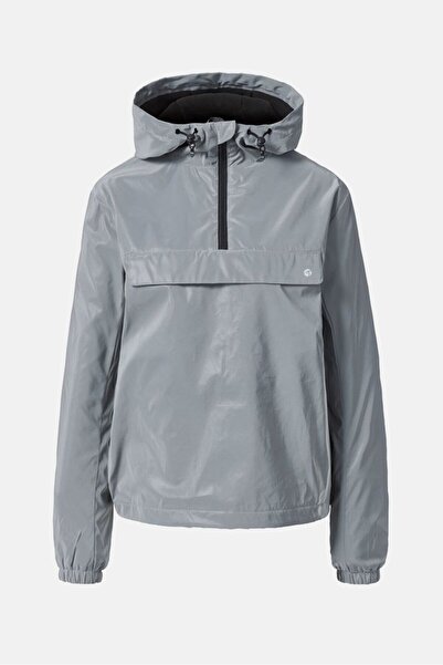 Tchibo Women Hooded 3/4 Zip Reflective Wind Breaker Jacket, Grey