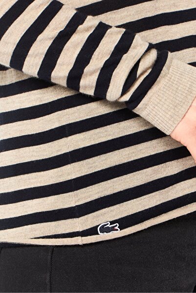 Lacoste Women V-Neck Stripe Sweater, Multicolor