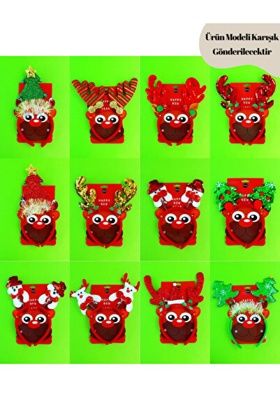 Dörtel Tedarik New Year's Crown with Deer, Pine Trees, Sequins, Swinging New Year's Crown 1737