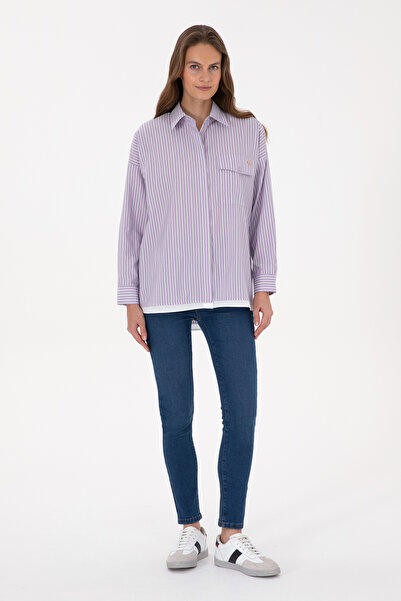 U.S. Polo Assn. Women's Purple Striped Long Sleeve Shirt 50316369-Vr245