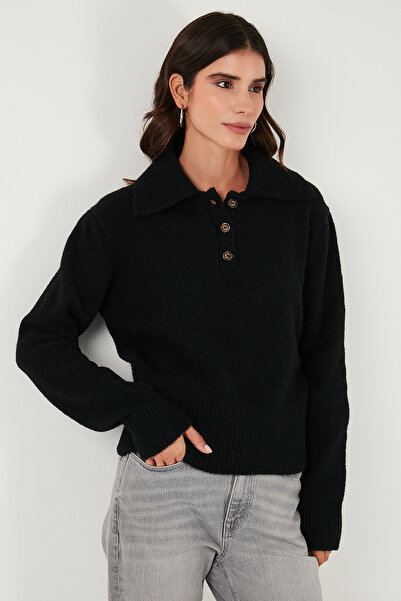 Lela Wool Blend Regular Fit Buttoned Polo Neck Sweater Polo Neck Sweater 4617019