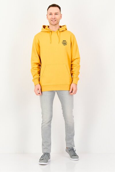 Vans Men Hooded Long Sleeve Brand Logo Hoodie, Mustard