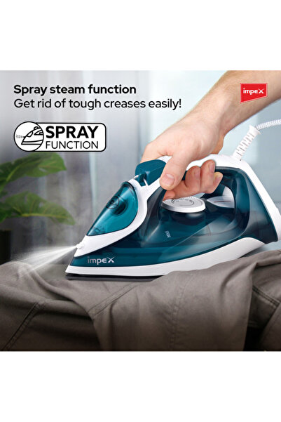 İMPEX IBS402 Steam Iron 2000-2300W Ceramic Soleplate Spray 360 Swivel 1.2Kg 5 Settings 2Y Warranty
