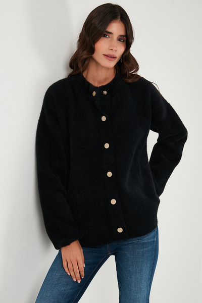 Lela Wool Blend Relaxed Fit Snap Button Cardigan Cardigan 4617021