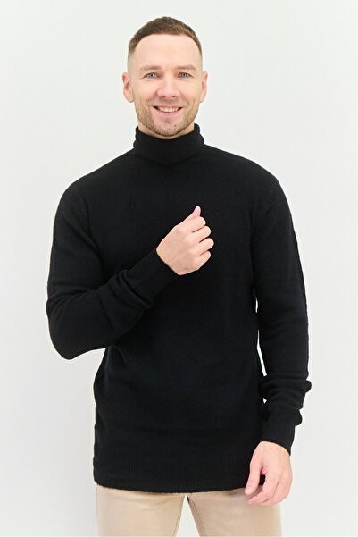 Asos Design Men Turtle Neck Knitted Sweater, Black