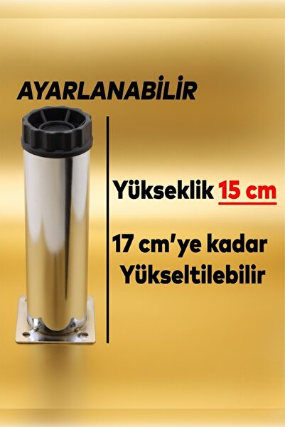 MH MiniHediye Adjustable Furniture Sofa Base Armchair Metal Support Riser Leg 15cm Chrome Feet (8Pcs)