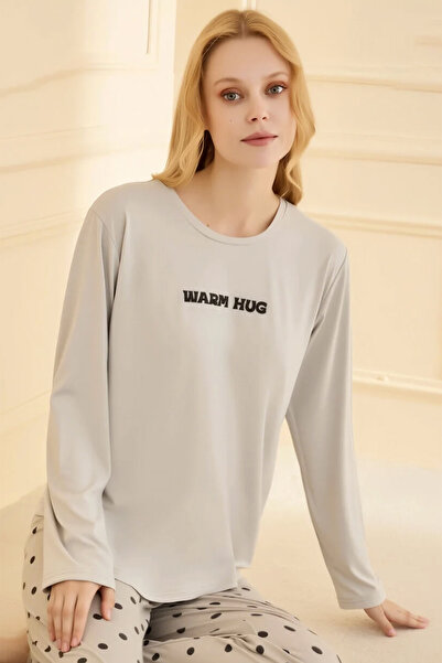 REMSA Women's Milan Fabric Pajama Set 50902-2383 Gray