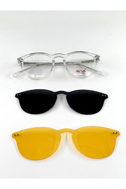 Avva T1001 C6 47-20-140 Unisex Transparent Sunglasses with Clip-On and Anti-Fog