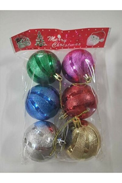 BEST PARTİ 6 cm 6 bucăți de bile de copac de Crăciun, culori mixte Eng111