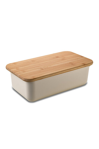 Arabest Portable Plastic Loaf Bread Box,Carrying and Storing Loaf Cakes,with Bamboo Lid Kitchen Organizer
