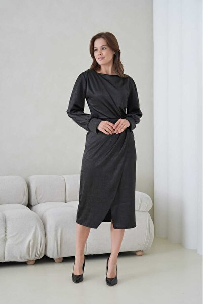 CİXAPLE Double-breasted Satin Dress