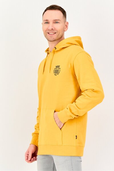 Vans Men Hooded Long Sleeve Brand Logo Hoodie, Mustard