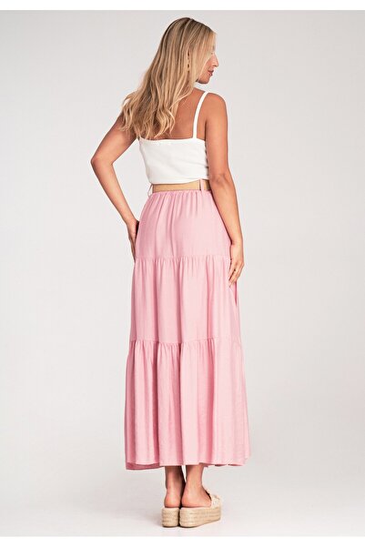 Figl Front button skirt - Summer maxi skirt - Pink M1222 size L/XL