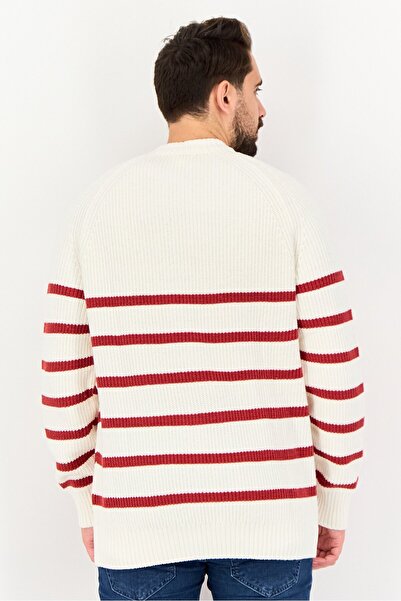 CELIO Men Crew Neck Stripe Sweater, Multicolor