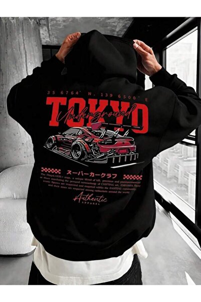 Soothing Space Tokyo Araba Baskılı Unisex Kapüşonlu Sweatshirt