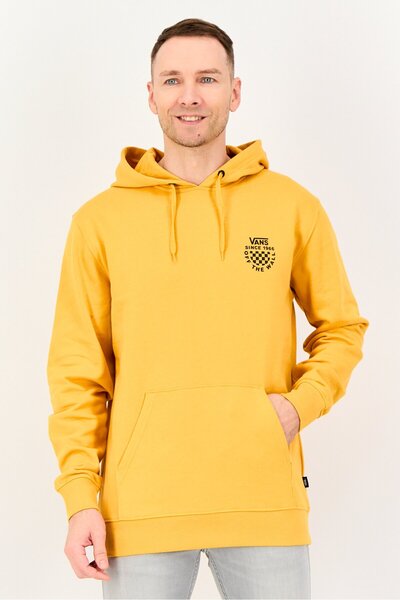 Vans Men Hooded Long Sleeve Brand Logo Hoodie, Mustard