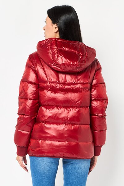 Lacoste Women Quilted Puffer Jacket, Red