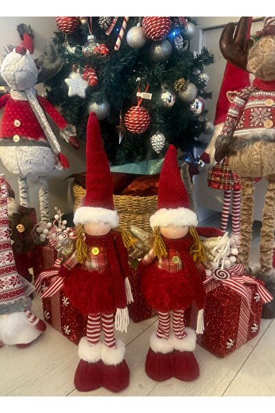 So Iconic 1 قطعة تمثال ملاك مزخرف بقبعة حمراء / 57 سم هدية رأس السنة