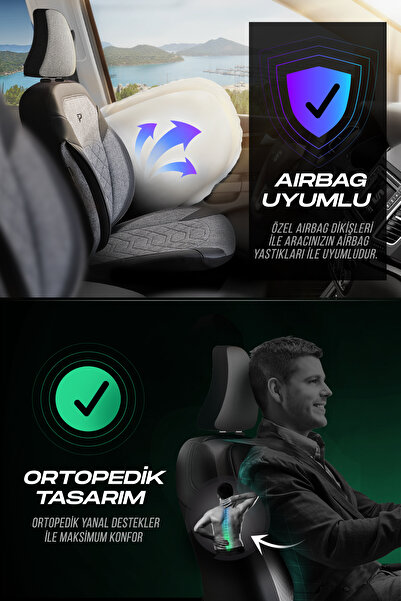 Panda Kılıf Panda Bremen Series Linen Fabric Car Seat Cover - Full Set