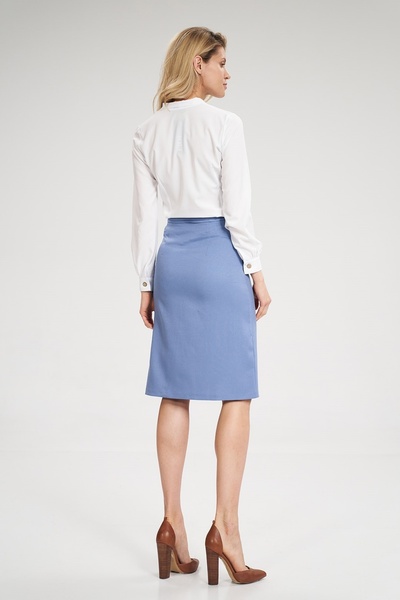 Figl Fustă creion midi cu nasturi, albastră M697, mărimea S