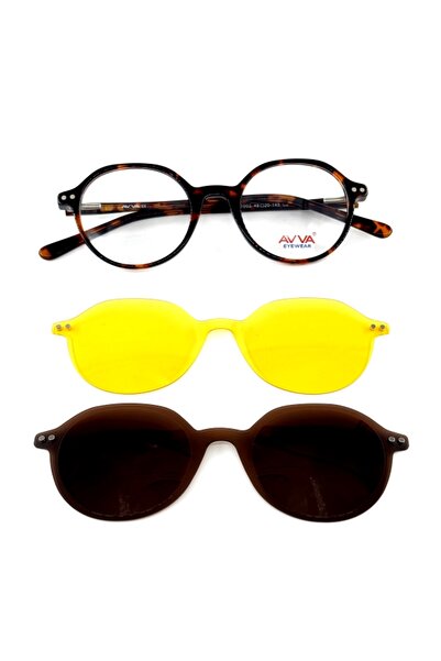 Avva T1003 C2 48-20-145 Unisex Sunglasses with Klispsli and Anti-Far