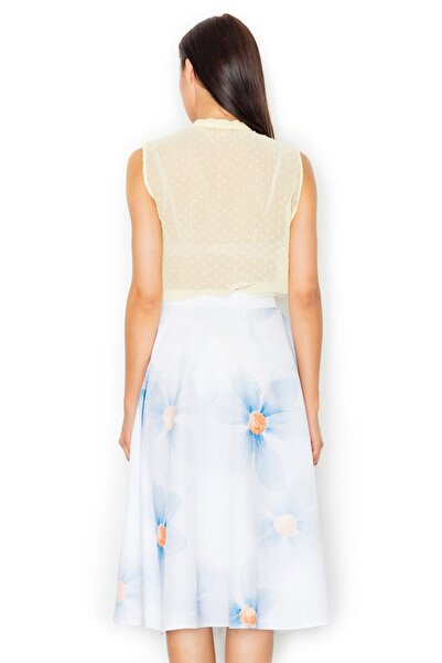 Figl Elegant midi skirt with blue flowers M495 size M