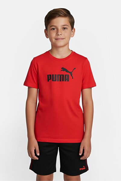 Puma Kids Boy 2 Pieces Brand Logo Short Sleeve T-Shirt And Shorts Set, Multicolor