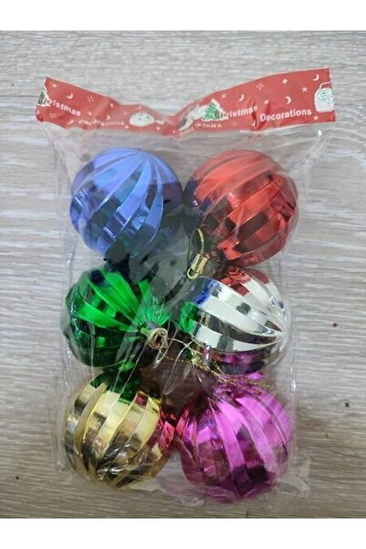 BEST PARTİ كرة شجرة ييشي 6 سم مكونة من 6 قطع بنمط حلزوني مقطوع alm-045