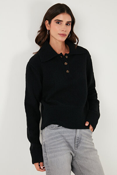 Lela Wool Blend Regular Fit Buttoned Polo Neck Sweater Polo Neck Sweater 4617019