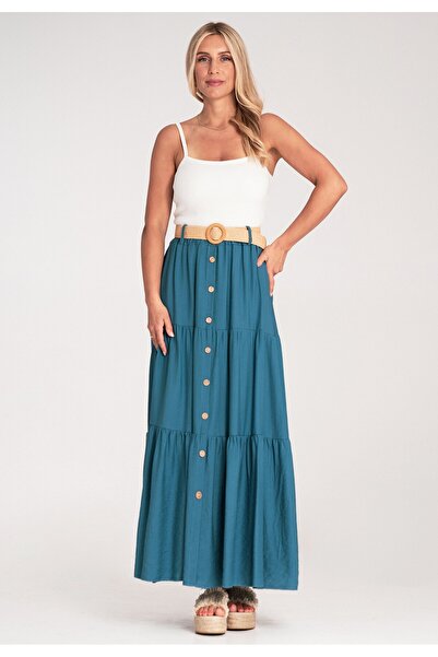 Figl Front Button Skirt - Summer Maxi Skirt - Blue M1222 size L/XL