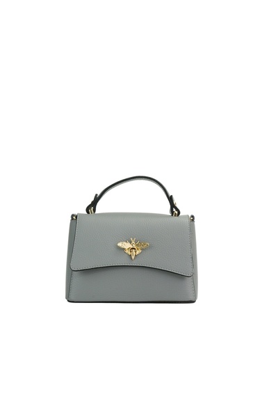 Posete Fagaras Kirsti Leather Purse - Grey, Casual Bag Made of Genuine Leather, Handbag, Bags