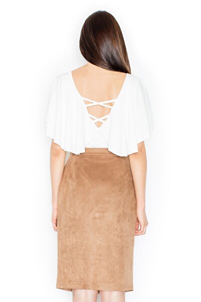 Figl Brown pleated skirt with buttons M453 size M