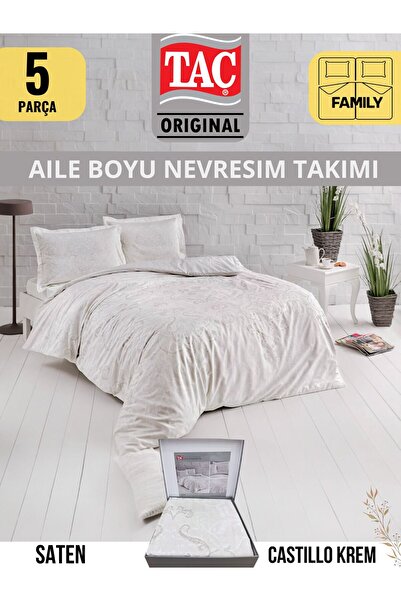 Taç CASTELLO KREM AILE FAMILY SATEN NEVRESIM TAKIMI CIFT KIŞILIK 160X220 CM 2 ADET
